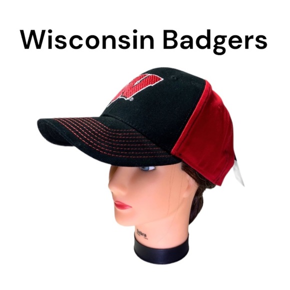 NWT Wisconsin Badgers NCAA Two Tone Velcro Adjustable Constructed College Hat - Picture 1 of 15